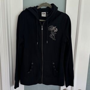Harley-Davidson Ladies XL Black Hoodie with Silver and Sequin Design on Back